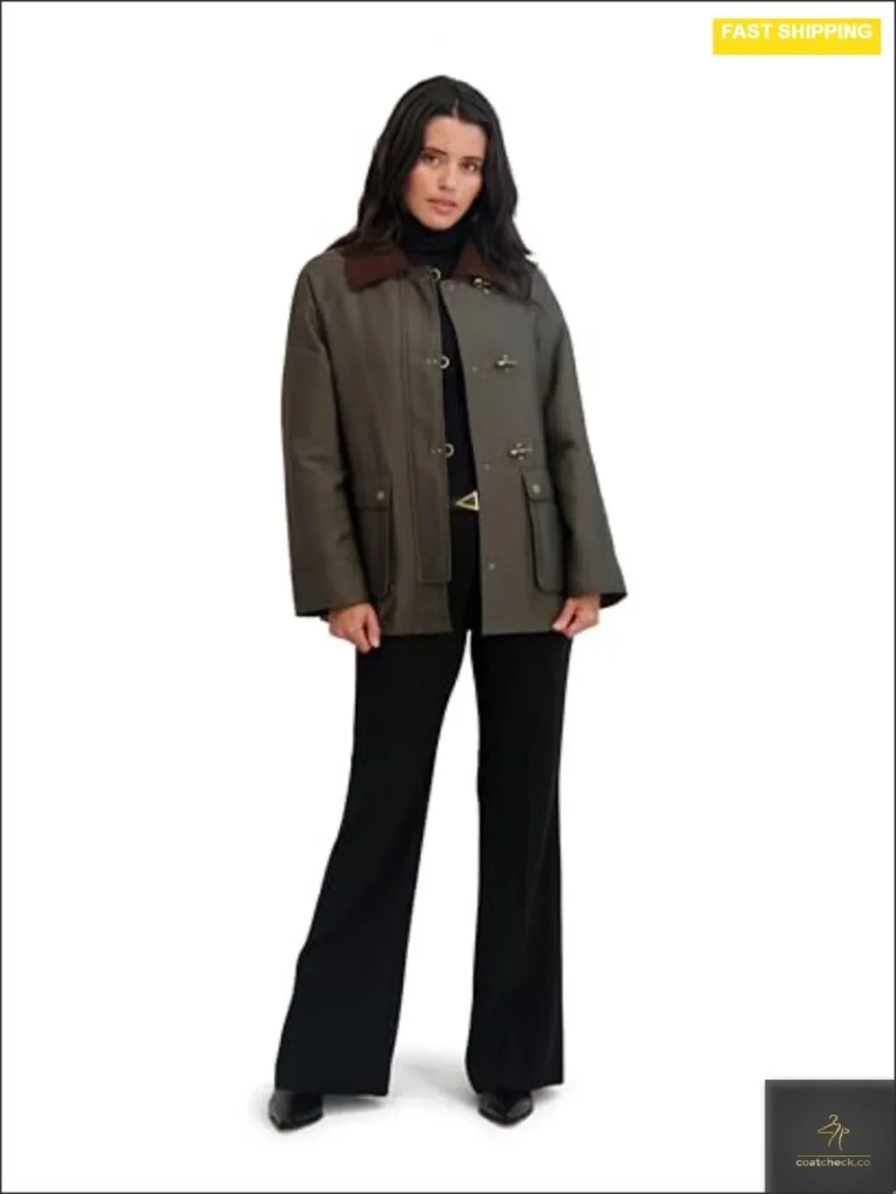 Women's Cotton Blend Barn Jacket Snap Front Fully Lined Cargo Pockets